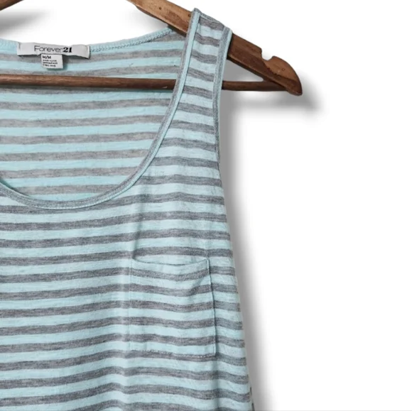 Forever 21 Striped Slipover Tank Top w/ Chest Pocket | Medium - Picture 3 of 6
